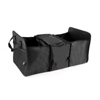 Car Backseat Trunk Organizers with Cooler Bag, Collapsible Grocery Cargo Storage Box Car Truck SUV 3 Section Fold Storage Bin with Side Net Pockets