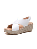 Ferndule Womens Summer Beach Wedge Shoes Open Toe Ankle Strap Espadrille Platform Sandals