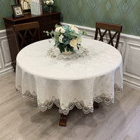European Style Floral Round Tablecloth Elegant Table Cloth Cover Wedding Decor