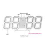 3D Digital Wall Clock LED Desk Alarm Clock Timer Snooze 12/24 Hour Display Digital Clock Night Wall Clock with Temperature Display, USB Charge