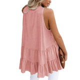 Women's Tiered Vest Tank Top Casual Loose Sleeveless Shirt Blouse Pullover Tunic