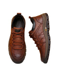 Men Leather Shoes Breathable Anti Slip Lace Up Hiking Sneakers Casual Flat Shoes