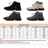 Men's Solid Color Winter Ankle Boots Elasatic Band Round Toe High Top Warm Shoes