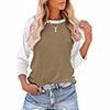Women Color Matching Crew Neck 3/4 Sleeve T-Shirt Pullover Blouse Tops Tunic Tee