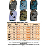 Women 3D Animal Patterns Stripes Design Long Sleeve T-shirt Crew Neck Loose Tops