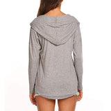 Women's Hoodies Long Sleeve T-Shirt Loose Hooded Tops Blouse Pullover Drawstring