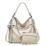 Women PU Leather Handbag Tote Shoulder Bag Crossbody Bag Purse With Small Pouch