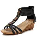 Ferndule Wedge Sandals for Women Open Toe Casual Summer Roman High Heel Beach Shoes