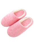 Unisex Plush Home Slippers Indoor Winter Warm Slip On Flat Shoes Anti-Slip
