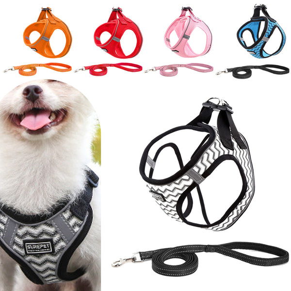 Pet Dog Puppy Harness & Leash Lead Set Traction Kit Adjustable Collar Reflective