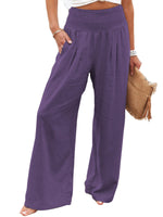 Women Pants Cotton Linen Casual Loose Harem Pant Summer Beach Palazzo Pants with Pockets