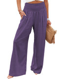 Women Pants Cotton Linen Casual Loose Harem Pant Summer Beach Palazzo Pants with Pockets