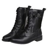 Women's Casual Combat Fashion Boots Lace Up Knee High Low Flat Heel Boots Shoes
