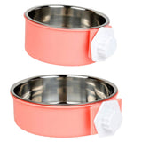 Stainless Steel Pet Dog Food Water Bowl Cage Hanging Feeder Mountable Container