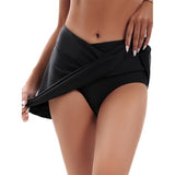 INOVAZA Women Sexy Swim Skirt Solid Color Short Swimwear Wide Waistband Mini Swimsuit Front Cross Hot Spring Surfing