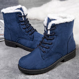 Women's Snow Boots Winter Ankle Boots Lace Up Cotton Warm Fur Lined Anti-Slip Platform Booties Outdoor
