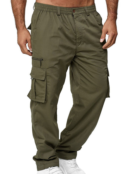 Mens Relaxed Fit Cargo Pants Black Khaki Casual Work Pant Trousers Men Outdoor Sport Zipper Pockets Leggings Bottoms