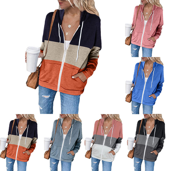 Women Long Sleeve Zipper Up Hooded Hoodie Sweater Coat Cardigan Outwear Overcoat