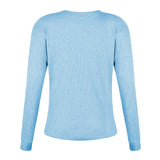 Women's Front Button Long Crochet Pockets Sleeve Lightweight Rib Tee Shirt Top