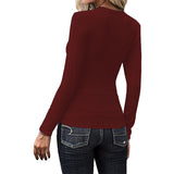 Women's Casual Solid Long Sleeve Top Loose T-Shirt Blouse Pullover Tunic Buttons