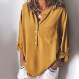 Women Long Sleeve Shirt V Neck Blouse for Autumn