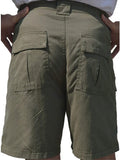 Men Casual Multi-pockets Cargo Short Mens Leisure Bottoms Elastic Waist Workout Solid Color Lounge Beach Shorts