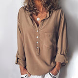 Women Long Sleeve Shirt V Neck Blouse for Autumn