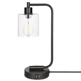 Touch Control Industrial Table Lamps Bedside Nightstand Lamps with Glass Shade, 3-Way Dimmable Reading Lamps for Bedroom Living Room with 2 USB Ports