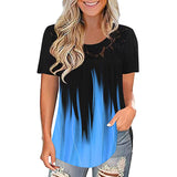 Women Lace Printing Crew-Neck Short Sleeve T-Shirt Casual Blouse Pullover