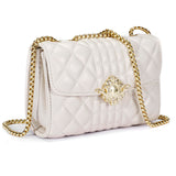 Women Fashion Quilted Crossbody Bag Leather Small Shoulder Handbag Satchel Purse with Metal Chain Strap