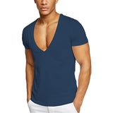 Men's Cotton Casual Short Sleeve V Neck Tops T-shirt Blouse Pullover Basic Tee
