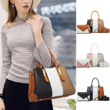 4 Pieces Set Tote Shoulder Handbag for Women, Fashion Top Handle Crossbody Bag Leather Satchel Purse Travel Business Bag