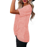 Womens Casual V Neck Short Sleeve Criss Cross T-Shirt Blouse Tops