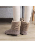 Women Fur Lined Knitted High Top Cotton Soft Shoes Slip On Comfortable Cotton Slippers