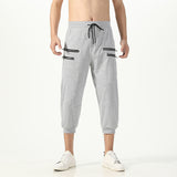 Men Drawstring Waist Jogger Casual Capri Pants Sport Fitness Pants