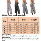 Spaghetti Strap Jumpsuits Romper for Womens Casual Sleeveless Wide Leg Playsuit Leopart Lounge Pants with Pocket