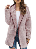 Frontwalk Womens Fuzzy Fleece Jacket Sherpa Winter Zip Up Hoodie Coat Outerwear Solid Open Front Hooded Cardigans with Pocket