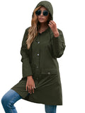 Women's Waterproof Rain Jacket Lightweight Hooded Windbreaker Active Outdoor Raincoat Plain Color Button Down Trench Outerwear