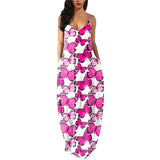 Women's Loose Floral Maxi Dresses Casual Long Dresses 2 Side Pockets Boho Dress