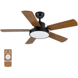 CUH Rustic Ceiling Fan with Light 5 Blades, 44 Inch Quiet 6-Speed Bedroom Kitchen Fans with Handheld Remote and Timer Setting Function Summer Energy-saving Cooling Fan