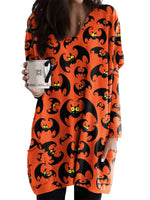 Casual Sweatshirt for Women Halloween Shirts Long Sleeve Black Cat Shirt Baggy Loose Fit Pullovers with Pockets Pumpkin Print 2 M