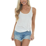 Casual Solid Color T-shirts for Women Loose Blouses Sleeveless Scoop Neck Basic Tunic Tank Top