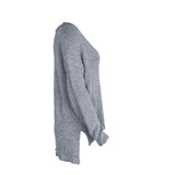 Womens Fuzzy Knitted Sweater Sherpa Fleece Side Slit Full Sleeve Jumper Outwears