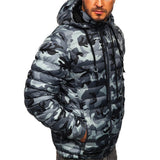 Men Camouflage Splicing Color Coat Long Sleeve Casual Thicken Winter Warm Jacket
