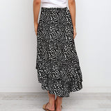 Womens High Waist Polka Dot Pleated Skirt Midi Swing Skirt