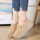 Women Suede Loafers Moccasins Pumps Slip On Wedge Casual Shoes Height Increase