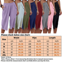 Women Yoga Capris Pants Button Straight Leg Loose Comfy Lounge Pants