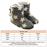 Women's Slipper Stars Printed Plush Warm Ankle Boots Flat Slip On Shoes