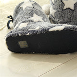 Women's Slipper Stars Printed Plush Warm Ankle Boots Flat Slip On Shoes
