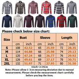 Men Casual Check Plaid Printed Long Sleeve Shirt Tops Blouse Button-Down Pocket